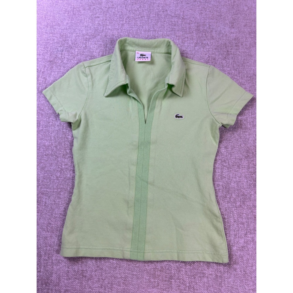 Lacoste Sport Vintage Lime Green Polo Shirt V-Neck Short Sleeve XS